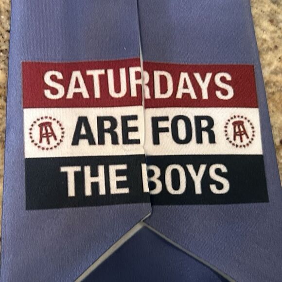 Barstool Sports Necktie Tie Blue White 57 x 4 Saturdays Are For The Boys - Picture 4 of 4